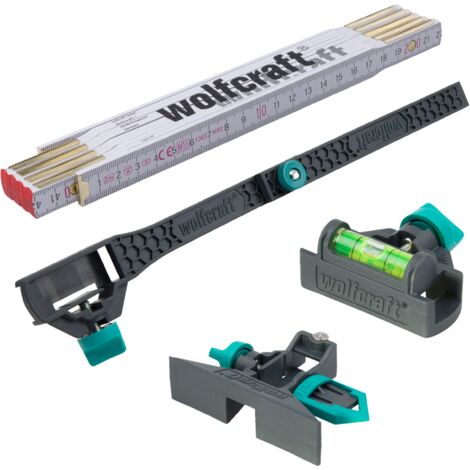 wolfcraft I Pimp-my-Zollstock-Set I 8623000 I 4-tlg., verwandelt den Zollstock in eine Wasserwage oder Streichmaß