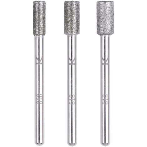 Wolfcraft – Jeu de broches abrasives diamantées cylindriques 3 pcs – Diamètres 4/4,8/5,5 mm – Pour ponçage céramique et verre – Tige 3 mm - W078572