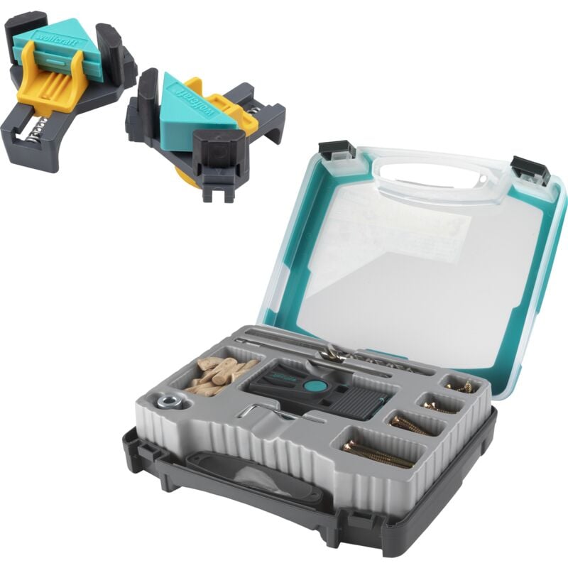 Wolfcraft - Kit Coffret Undercover Jig Pozidriv et 2 Presses d'angles - Pour Assemblages en angle invisibles - réf. 8629000
