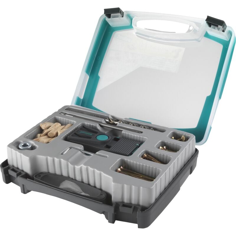 Wolfcraft - Coffret d'Assemblage Invisible Undercover Jig, Tête de vis Pozidriv - Assemblage en angle, en t et à plat - réf. 4642000