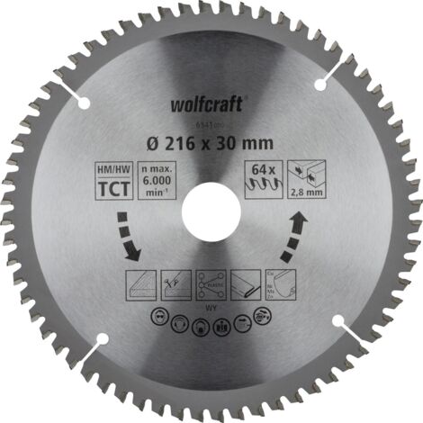 Wolfcraft Kapp- und Gehrungssägeblatt HM Serie lila 216 mm Gehrungssäge