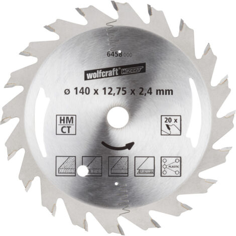 Wolfcraft Kreissägeblatt Ø 140 mm Bohrung Ø 12,75 mm 20 Zähne Kreissägeblatt