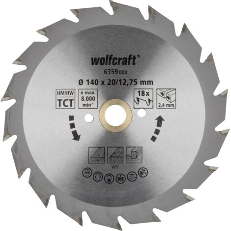 Wolfcraft Kreissägeblatt Serie grün Ø 140 mm Bohrung Ø 20 mm Kreissägeblatt
