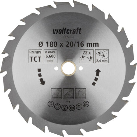 Wolfcraft Kreissägeblatt Serie grün Ø 180 mm Bohrung Ø 20 mm Kreissägeblatt