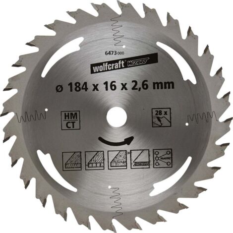 Wolfcraft Kreissägeblatt Serie silber Ø 184 mm Bohrung Ø 16 mm Sägeblätter & Sägehilfen