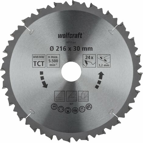 wolfcraft Lama per seghe troncatrici TCT, serie marrone I 6551000 I Tagli rapidi, grossolani
