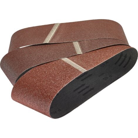 wolfcraft - Lot de 9 Bandes Abrasives pour Bois et Métal, pour Ponceuse à Bandes - Dimensions 76 x 457 mm - Grain 40/80/120 - réf. 1890100