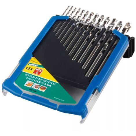 Wolfcraft Metallbohrer-Set HSS geschliffen Ø 2 - 8 mm 13-teilig Rundschaft Metallbohrer