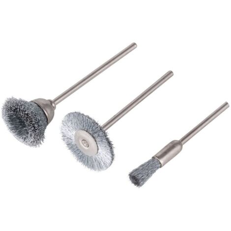 Wolfcraft Mini-Bürsten-Set 3-teilig Edelstahl Mini-Bürsten-Set