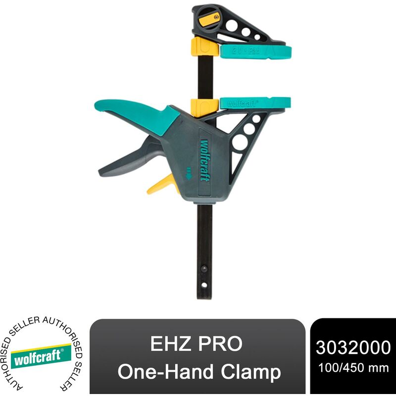 Wolfcraft - ehz pro One-Hand Clamp 100/ 450 mm - The professional one-hand clamp - clamping and opening with just one hand