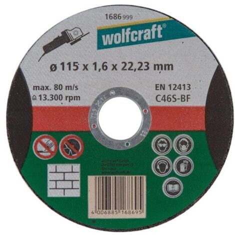 Wolfcraft Präzisionstrennscheibe für Stein 115 x 1,6 x 22,23 mm (1686999)