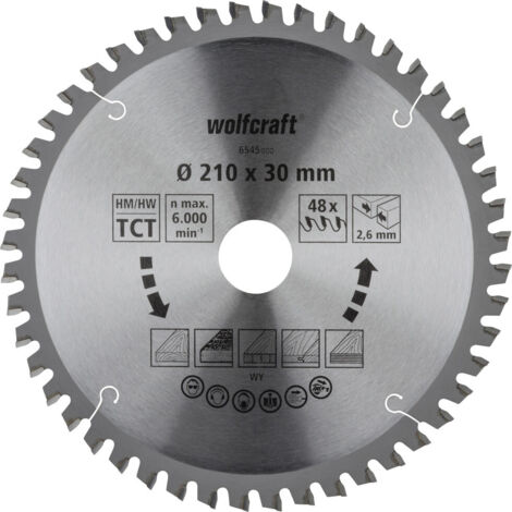 Wolfcraft Sägeblatt Ø 210 mm 48 Zähne Hartmetall Sägeblatt