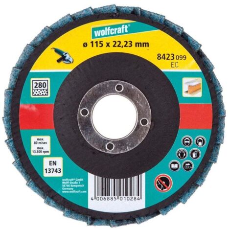 Wolfcraft Schleiflamellenteller Ø 115 x 22,23 mm Vlies fein Schleiflamellentelle
