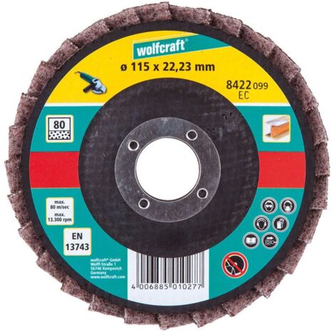 Wolfcraft Schleiflamellenteller Ø 115 x 22,23 mm Vlies grob Schleiflamellentelle
