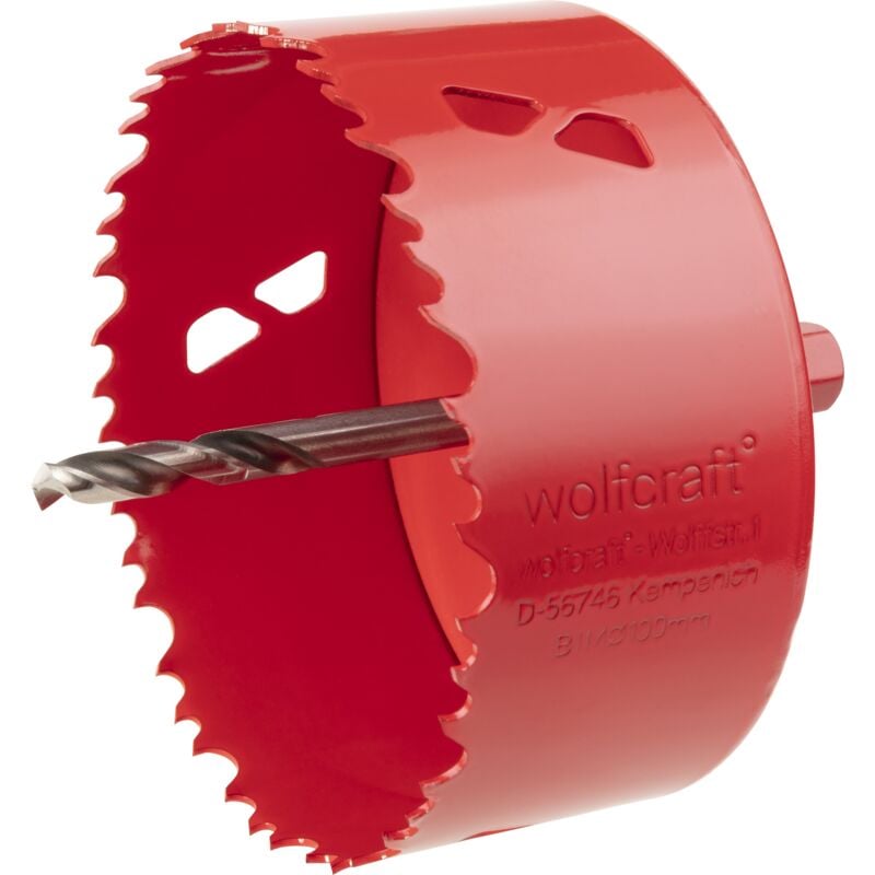 Wolfcraft - Scie Cloche Multi Matériaux BiM - Diamètre 100 mm - Profondeur de coupe 40 mm, Foret Centreur - réf. 5493000