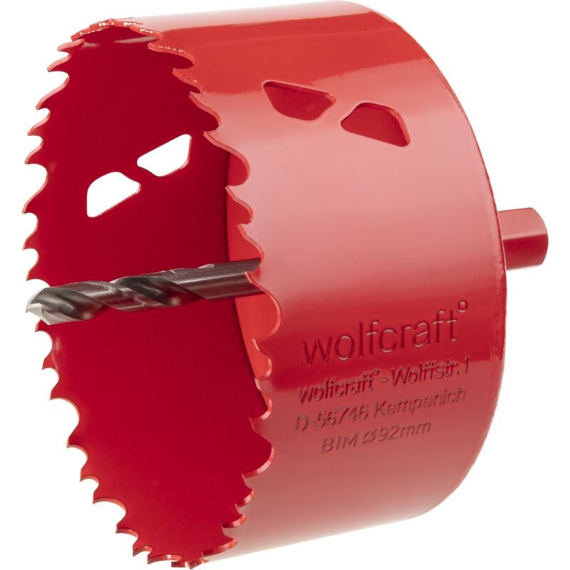 Wolfcraft - Scie Cloche Multi Matériaux BiM - Diamètre 92 mm - Profondeur de coupe 40 mm, Foret Centreur - réf. 5492000