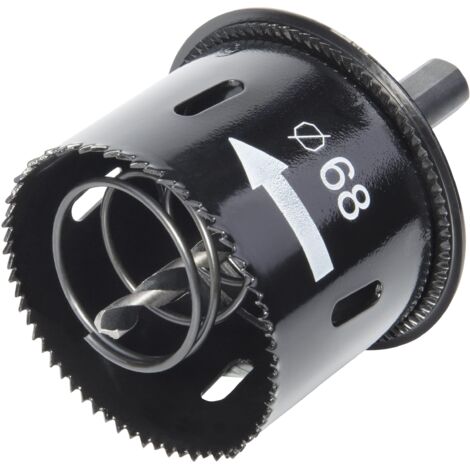 wolfcraft Sega a tazza con espulsore e svasatore bordi, ø 68 mm I 2158000 I Per l'installazione di prese elettriche su legno e pannelli di costruzioni a secco, profondità di taglio 44 mm