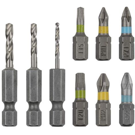 wolfcraft Set di accessori per flipbit per forare e avvitare, 9 pezzi I 3083000 I Set di utensili per utilizzare il porta attrezzi doppio a cambio rapido