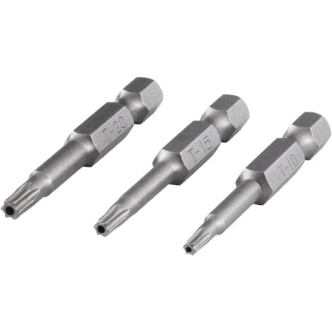 wolfcraft Set di inserti, TORX® con foro (dimensioni 10/15 / 20), 3 pezzi I 1261000 I 3 inserti Solid, 50 mm