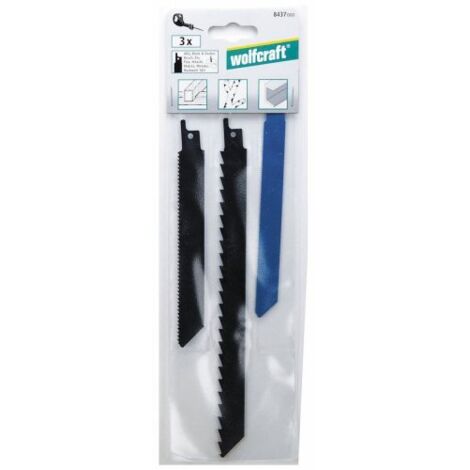 wolfcraft Set di lame per elettroseghe a gattuccio da 3 pezzi I 8437000