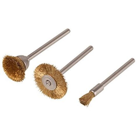 wolfcraft Set di minispazzole con filo di ottone da 3 pezzi, 2740000