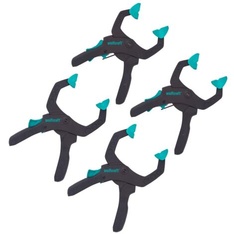 wolfcraft Set di morsetti a cricchetto per hobby e lavori artigianali, 4 pezzi I 8625000 I Per potenti applicazioni di serraggio con larghezza di serraggio di 40 o 60 mm