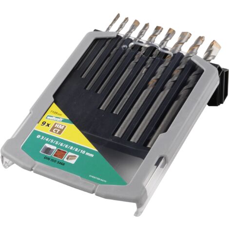 wolfcraft Set di punte speciali per calcestruzzo TCT da 9 pezzi, 7109000