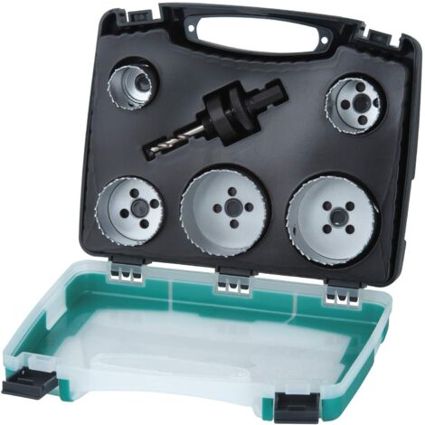 wolfcraft Set di seghe a tazza in BIM, "Sanitari", 6 pz. I 5422000 I Per legno, plastica, metalli e materiali per costruzioni a secco, Ø 25-83 mm, profondità di taglio 40 mm
