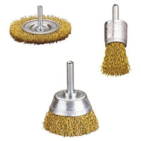 wolfcraft Set di spazzole con filo di ottone da 3 pezzi, 2739000