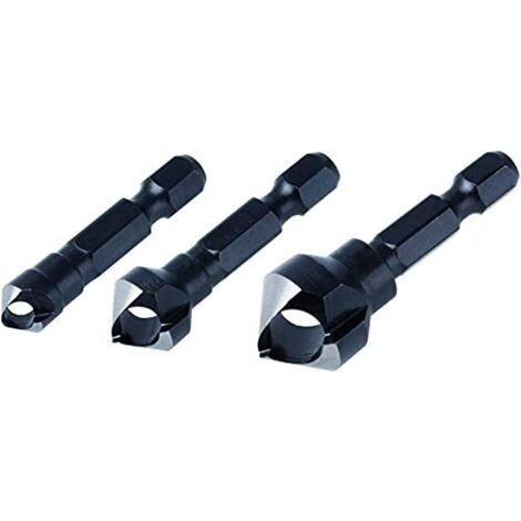 wolfcraft Set di svasatori trasversali, codolo esagonale, 3 pz