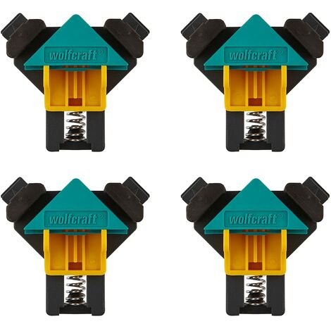 wolfcraft Set per serraggio ad angolo retto I 8626000 I 4 morsetti per giunzioni ES 22, un valido aiuto per avvitare o incollare ad angoli di 90°