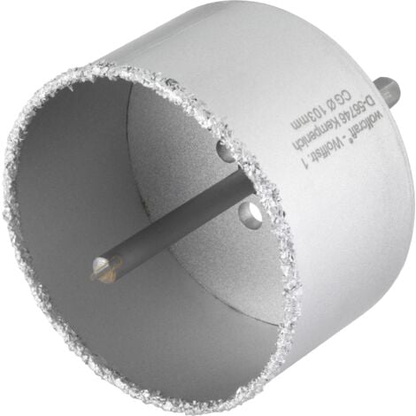 wolfcraft - Sierra de corona con metal duro con vástago y broca, diámetro 103, profundidad de corte 55 mm - ref.3899000