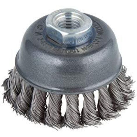 Wolfcraft spazzola a treccia,a tazza, gambo 6 mm, nel display box