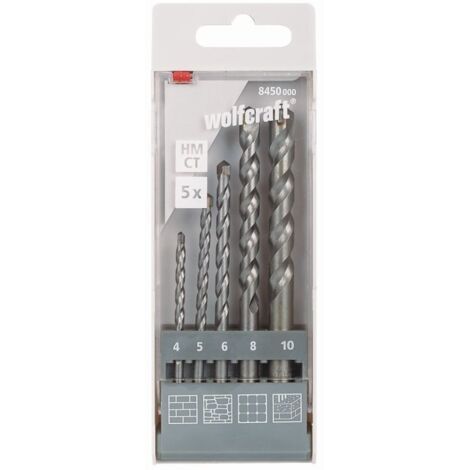 Wolfcraft Steinbohrer-Set HM 8450000 Ø 4 - 10 mm 5-teilig Rundschaft Bohrersets