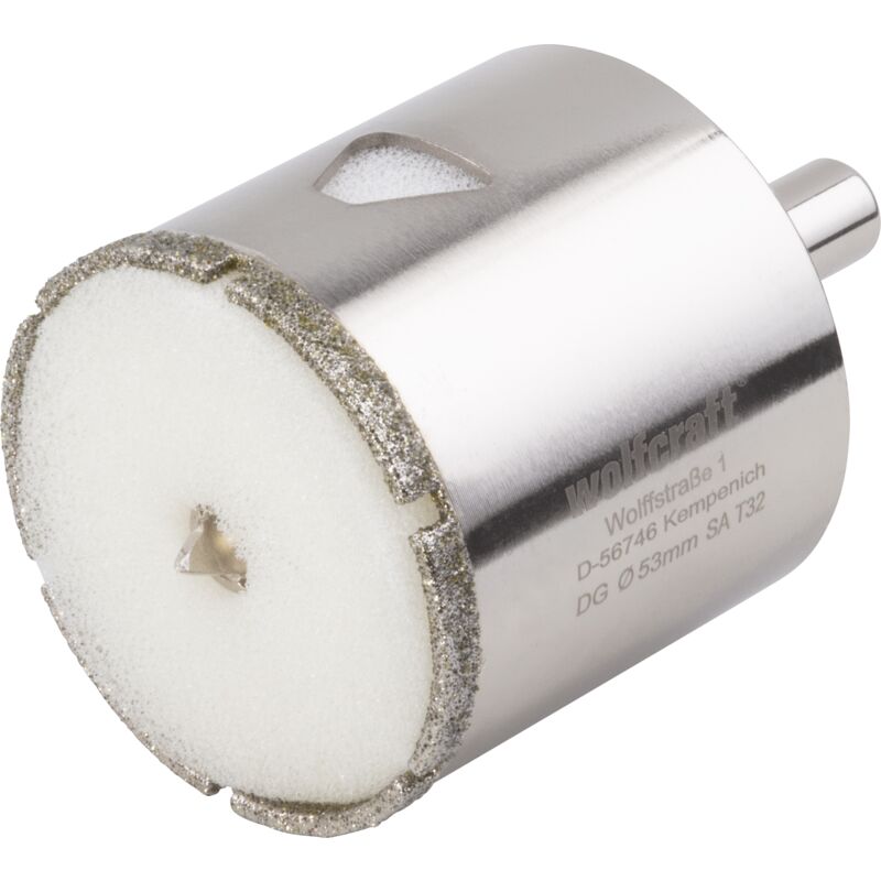 Wolfcraft - Trépan Diamant pour Carrelage - Diamètre 53 mm - Profondeur de coupe 45 mm, avec Foret de Centrage - réf. 5929000