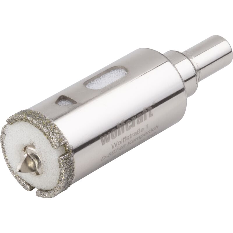 Wolfcraft - Trépan Diamant pour Carrelage - Diamètre 25 mm - Profondeur de coupe 45 mm, avec Foret de Centrage - réf. 5924000