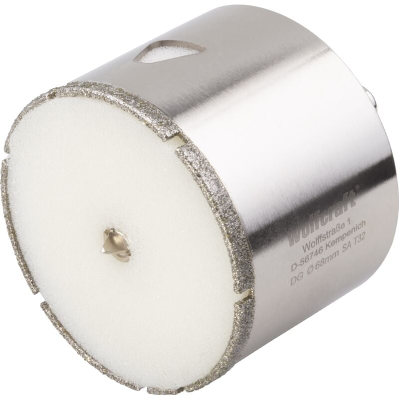 Wolfcraft - Trépan Diamant pour Carrelage - Diamètre 68 mm - Profondeur de coupe 45 mm, avec Foret de Centrage - réf. 5931000
