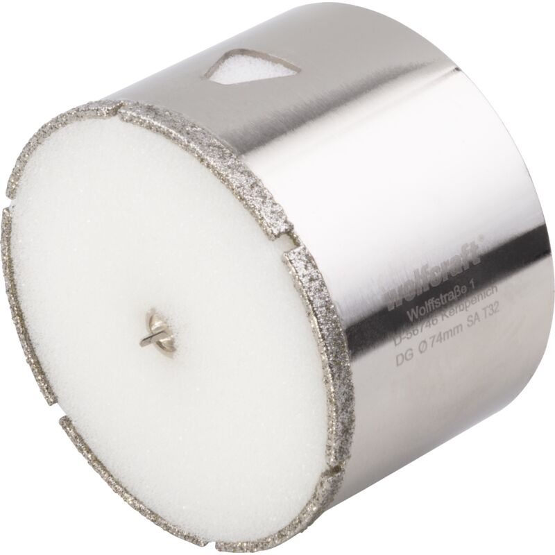 Wolfcraft - Trépan Diamant pour Carrelage - Diamètre 74 mm - Profondeur de coupe 45 mm, avec Foret de Centrage - réf. 5932000