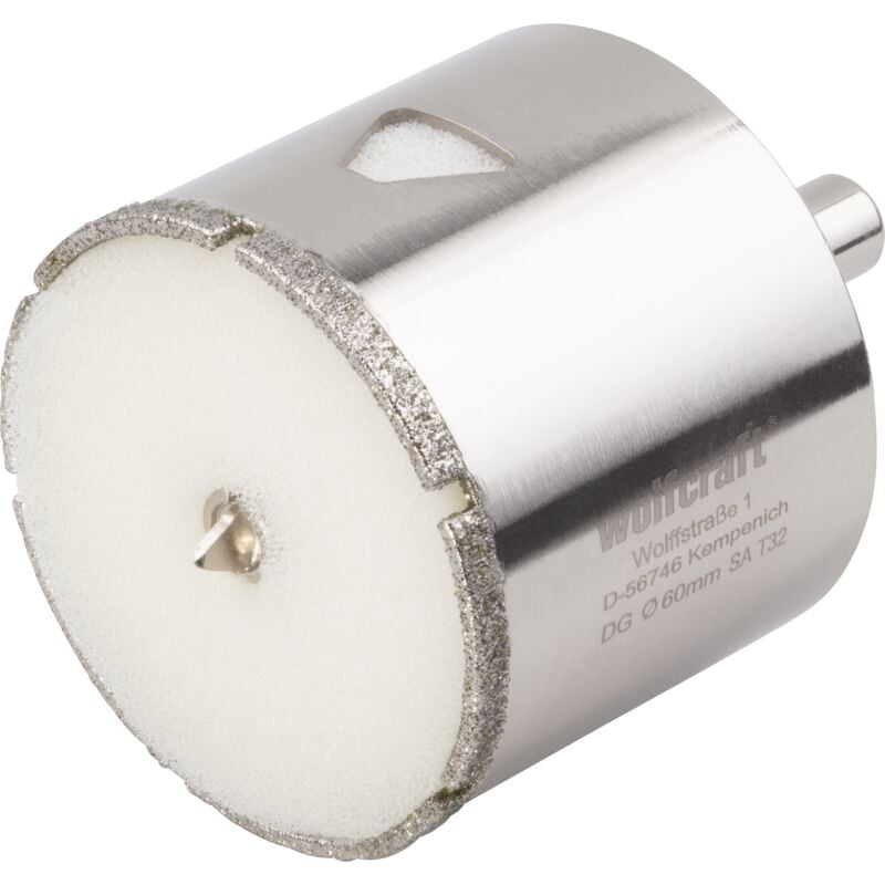 Wolfcraft - Trépan Diamant pour Carrelage - Diamètre 60 mm - Profondeur de coupe 45 mm, avec Foret de Centrage - réf. 5940000