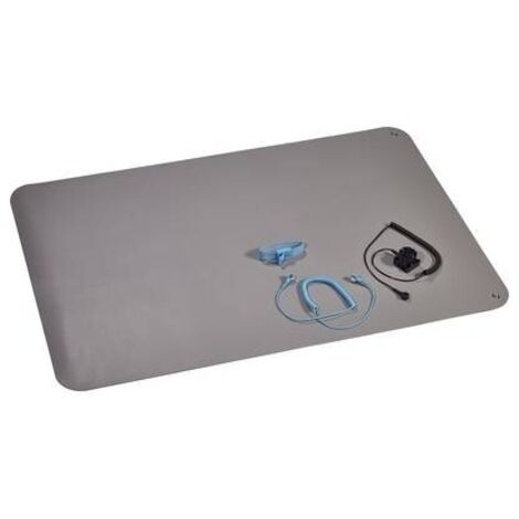 Wolfgang Warmbier 1400.663.C Kit tappetini ESD da tavolo Grigio platino (L x L) 900 mm x 610 mm incl. Cavo di messa a t