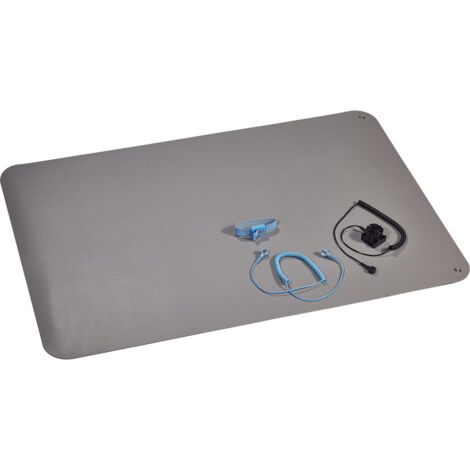 Wolfgang Warmbier 1402.663.C.Y ESD-Tischmatten-Set Platin-Grau (L x B) 900 mm x 610 mm inkl. Erdungs