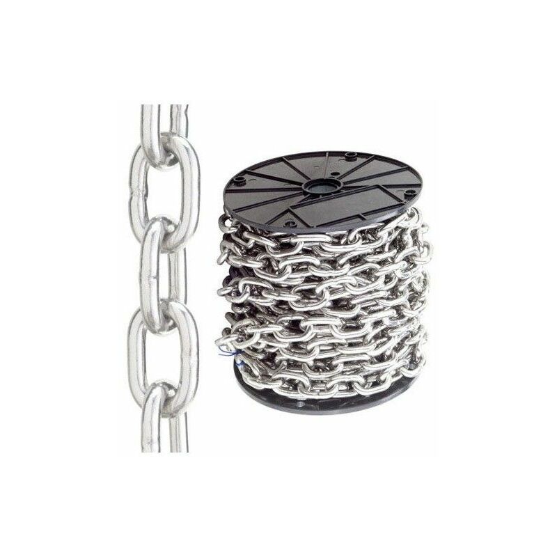 Chaîne à rouleaux zinguée 5 mm (rouleau de 56 mètres)