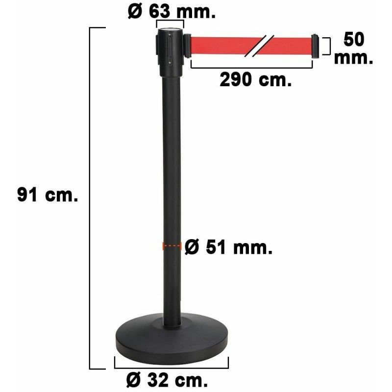 Image of Wolfpack - Separatore post nastro estensibile 3 metri. ø base 32 cm. ø tubo 5,1 cm. altezza 91 cm.