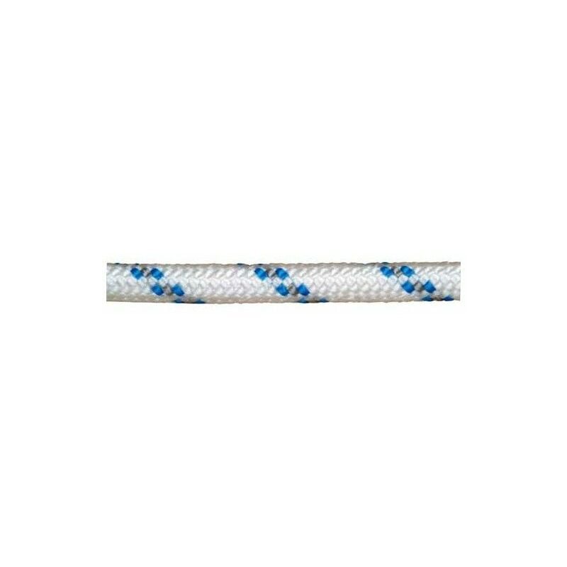 Corde Polyester Tressé Blanc/Bleu 4 mm. Bobine de 200 m.