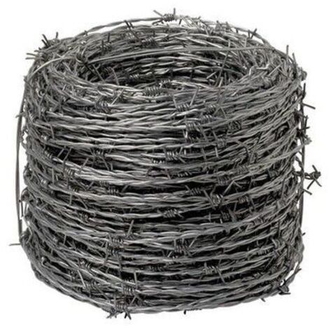 Wolfpack – Fil de fer barbelé galvanisé Papillon 250 mètres – 4 picots – Diamètre 1.7 mm – Séparation 15 cm pour délimitation terrain