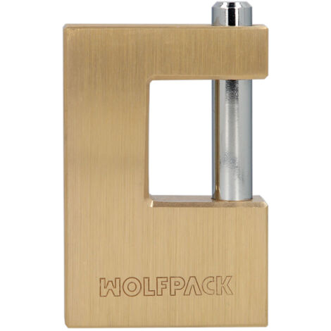 WOLFPACK LINEA PROFESIONAL 03100170 Lucchetto quadrato in ottone per persiana Larghezza 70 mm. Alta sicurezza, antifurto per porte, contenitori, ripostigli, 2 chiavi, Multicolore