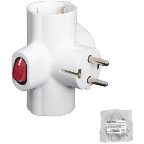 WOLFPACK LINEA PROFESIONAL adaptador / ladron triple schuko 16 a 250v con interruptor
