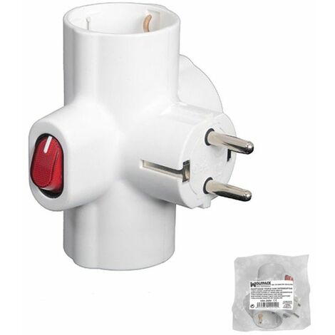 WOLFPACK LINEA PROFESIONAL adaptador / ladron triple schuko 16 a 250v con interruptor