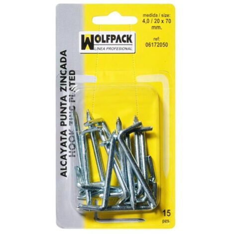 WOLFPACK LINEA PROFESIONAL alcayatas punta zincada 2,1 / 14x25 mm. (blister 50 piezas)