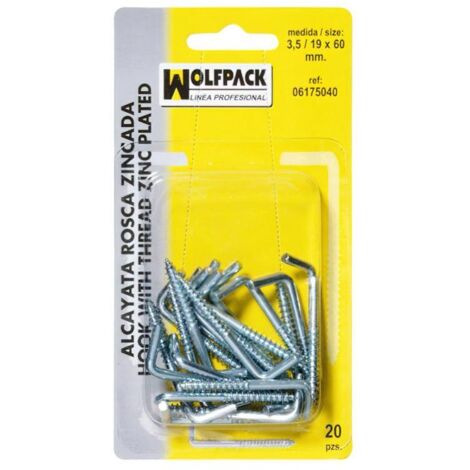 WOLFPACK LINEA PROFESIONAL - Alcayatas Rosca Zincada 2,1 / 14x25 mm. (Blister 50 Piezas)